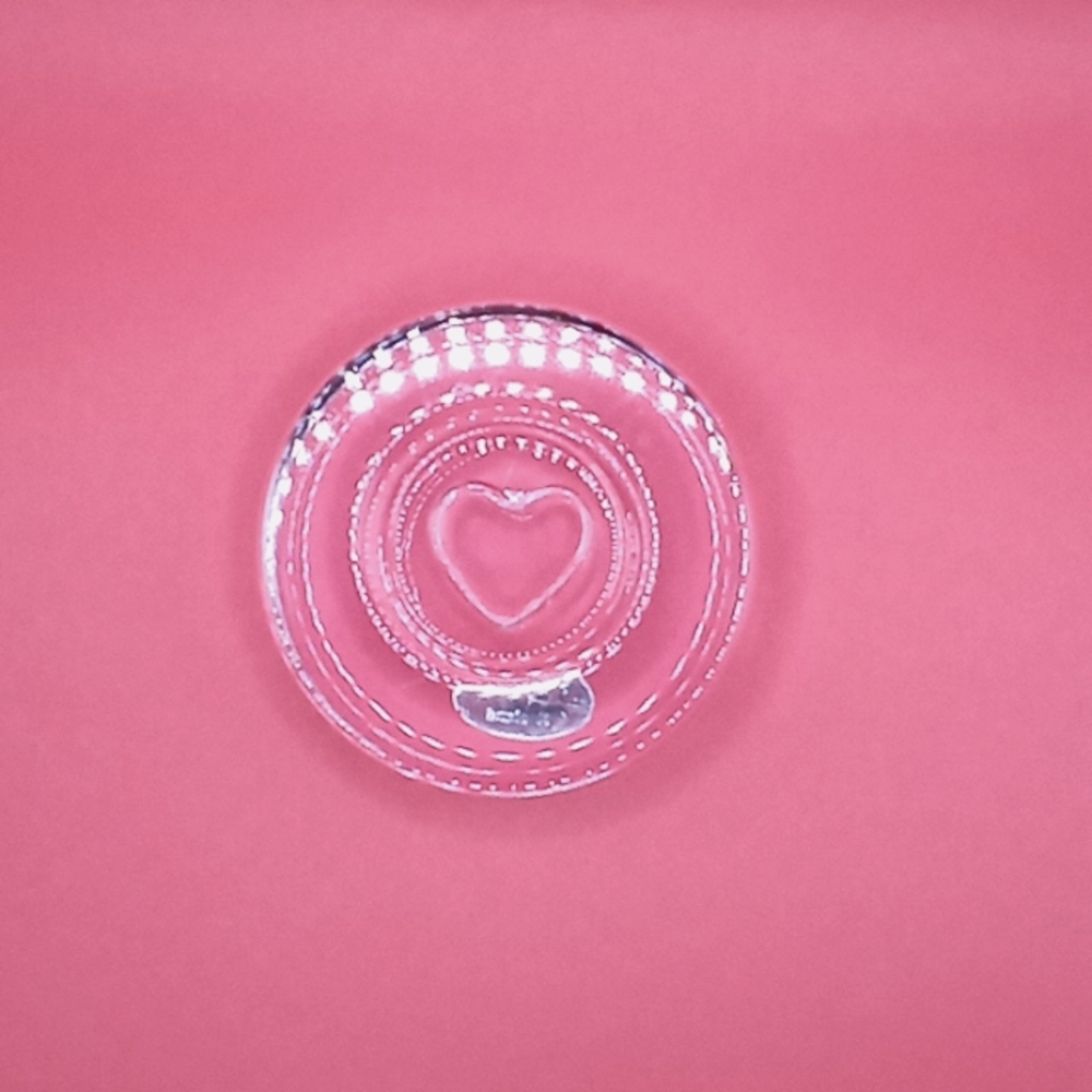 Vintage WEDGWOOD England Glass HEART Paperweight Round With Label